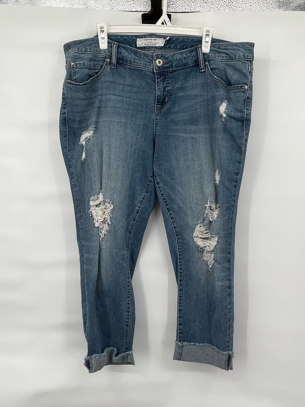 Torrid Boyfriend cuffed distressed denim jeans
